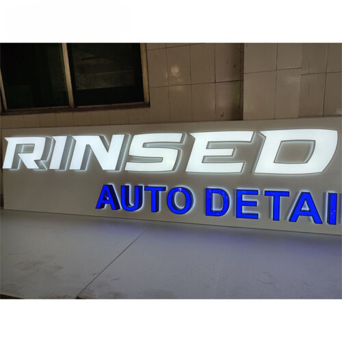 3D Acrylic Halo-Lit Car Logo Sign for Showroom Walls