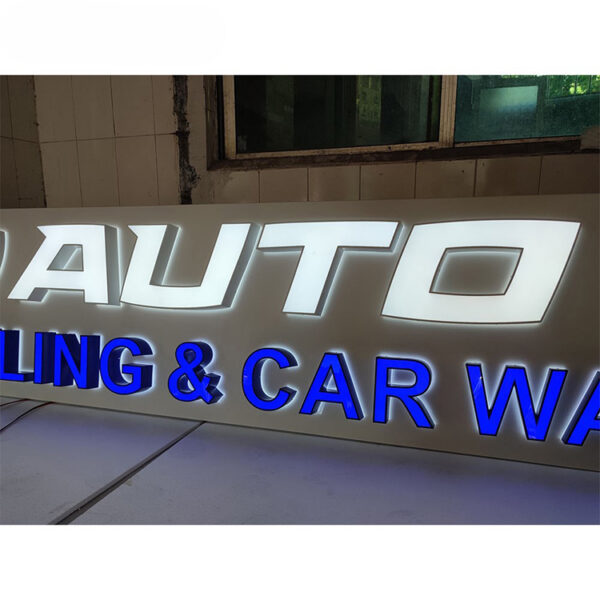 3D Acrylic Halo-Lit Car Logo Sign for Showroom Walls
