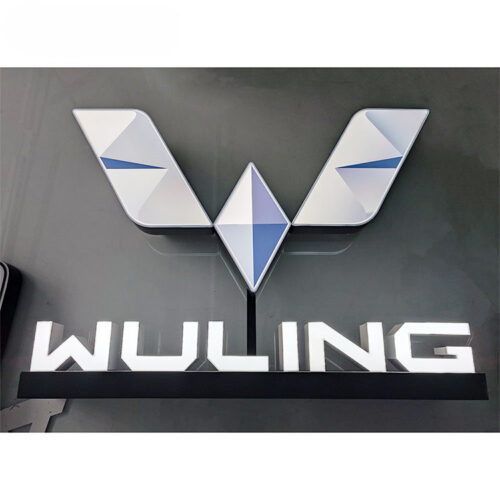 3D Front-Lit Aluminum Car Logo Sign with Acrylic Face
