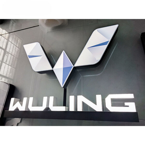 3D Front-Lit Aluminum Car Logo Sign with Acrylic Face