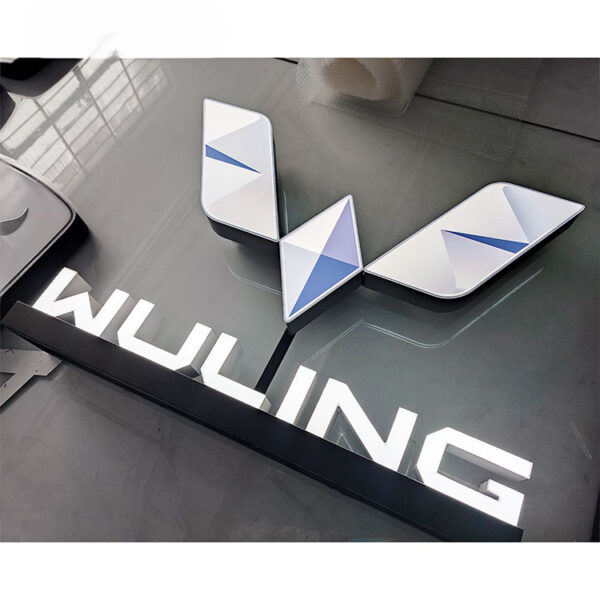 3D Front-Lit Aluminum Car Logo Sign with Acrylic Face