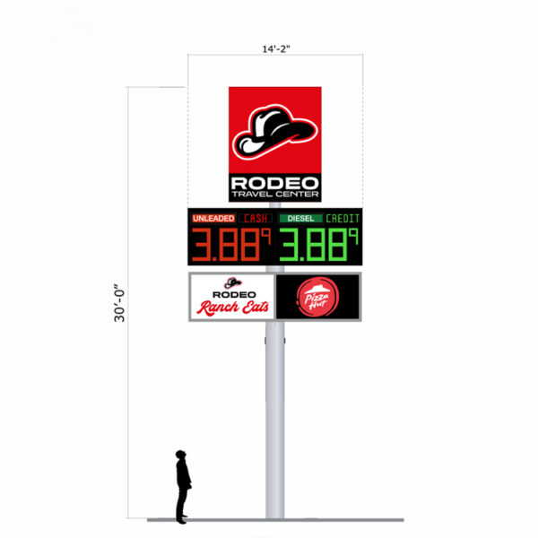 3D LED Display Pylon Sign for Commercial Wayfinding and Advertising