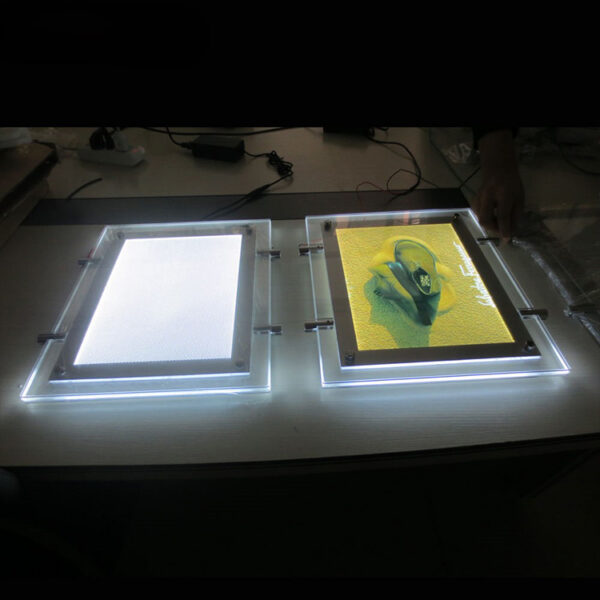 A2 Wall-Mounted Crystal LED Menu Light Box for Restaurants