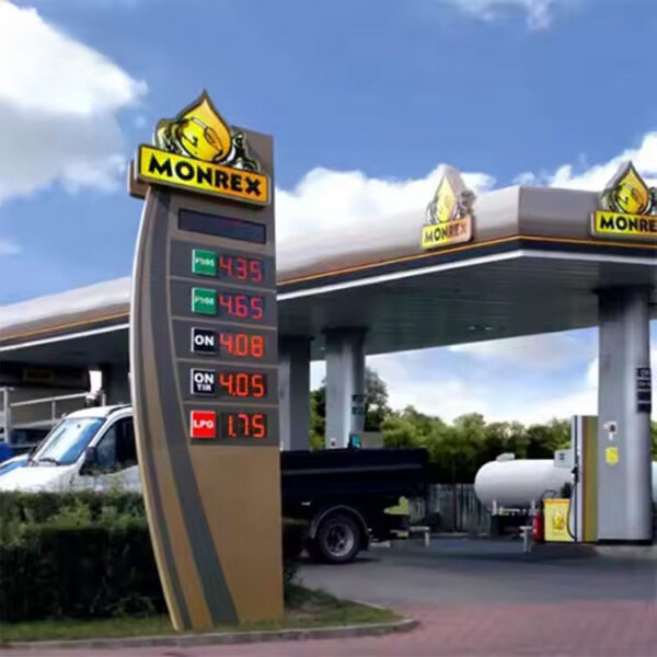 Aluminum LED Petrol Station Totem with Illuminated Display Panels