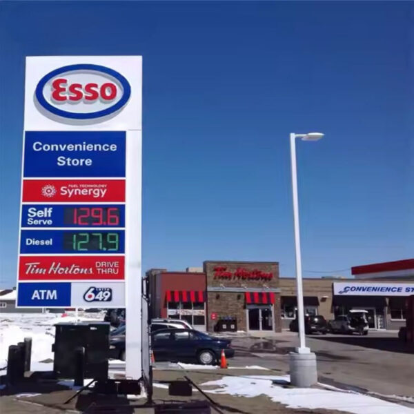 Aluminum LED Petrol Station Totem with Illuminated Display Panels