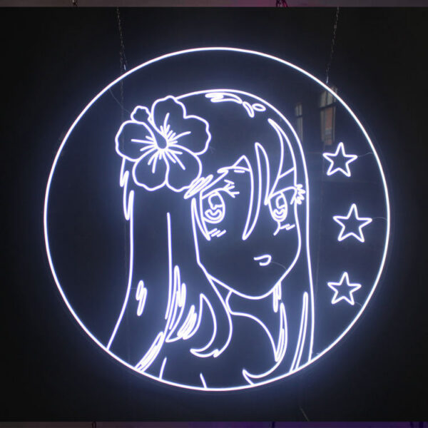 Individuell gestaltete LED-Neonreklame aus Acryl mit Wimpernmotiv für die Wände von Schönheitssalons