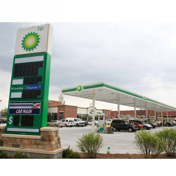 Custom Illuminated Gas Station Prime Sign with Freestanding Totem Structure
