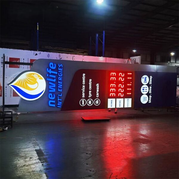 Custom LED Gas Station Pylon Sign for Forecourt Branding
