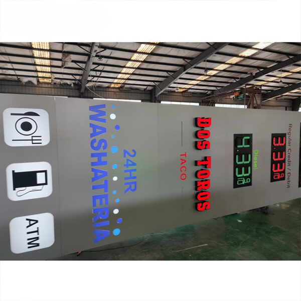 Double-Faced LED Fuel Price Pylon for Service Station Entrances