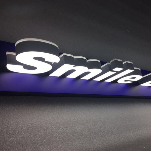Dual-Lit Acrylic Channel Letters with Clear Back Panel for Commercial Walls