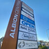 Freestanding LED Auto Dealership Pylon Sign with Metal Monolith Body