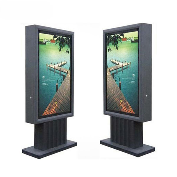 Freestanding Scrolling LED Poster Light Box with Tempered Glass Panels