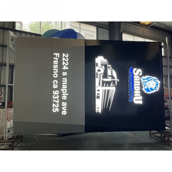 Freestanding Stainless Steel LED Wayfinding Pylon with Illuminated 3D Letters