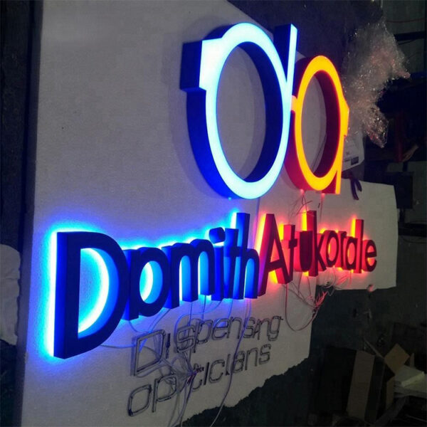 Gold-Finish Reverse-Lit Metal Letters for Office Reception Branding