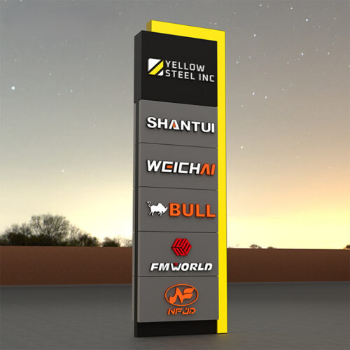 Illuminated Aluminum Gas Station Directional Pylon with LED Message Display