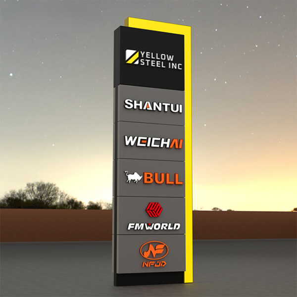 Illuminated Aluminum Gas Station Directional Pylon with LED Message Display Illuminated Aluminum Gas Station Directional Pylon with LED Message Display