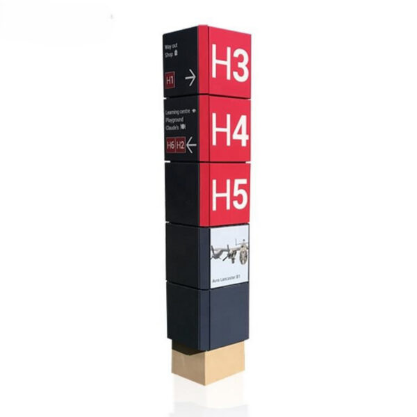 Illuminated Campus Wayfinding Pylon Sign for Vehicle and Visitor Guidance