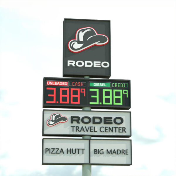 Illuminated Digital Pylon Sign for Automotive Dealership Entrances