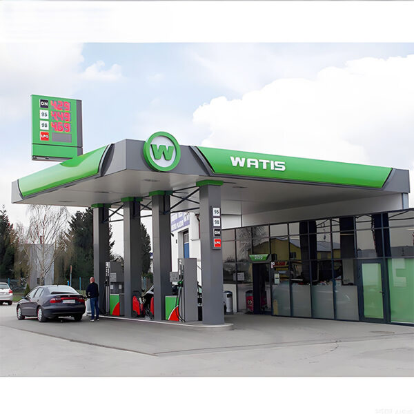 Illuminated Gas Station Canopy Fascia System with LED Logo Panels