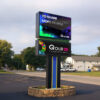 Illuminated Outdoor Wayfinding Pylon with Multi-Tenant Directory Panels