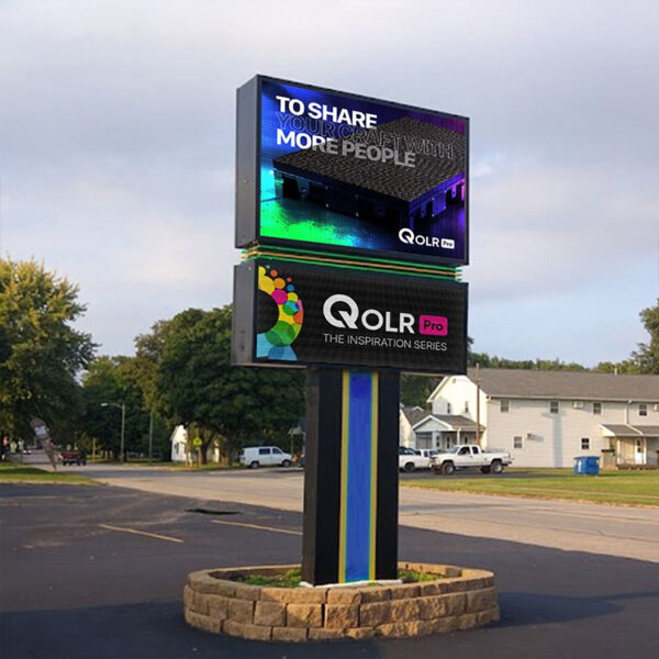 Illuminated Outdoor Wayfinding Pylon with Multi-Tenant Directory Panels