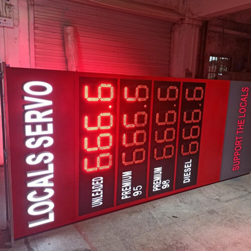Integrated LED Gas Station Pylon Sign with Fuel Price Panels