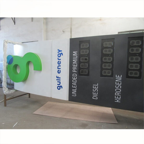 Integrated LED Gas Station Pylon Sign with Fuel Price Panels