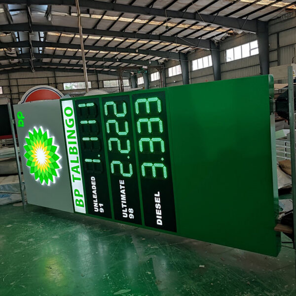 Internally Illuminated Stainless Steel Message Pylon for Roadside Commercial Sites