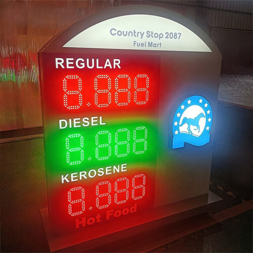 Large Aluminum LED Fuel Station Pylon with Directional Lightbox Panels