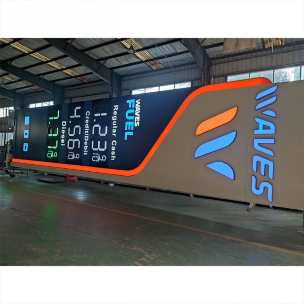 Large Aluminum LED Fuel Station Pylon with Directional Lightbox Panels Large Aluminum LED Fuel Station Pylon with Directional Lightbox Panels