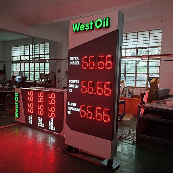 Large Aluminum LED Fuel Station Pylon with Directional Lightbox Panels Large Aluminum LED Fuel Station Pylon with Directional Lightbox Panels