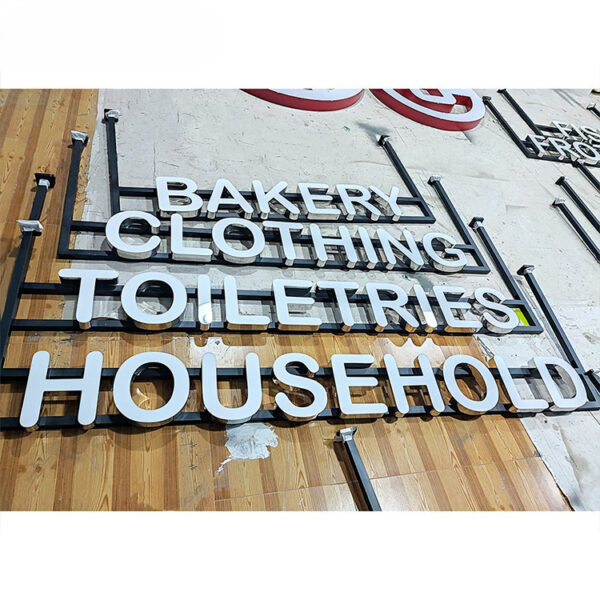 Metal Face Acrylic Halo-Lit Letters for Commercial Wall Branding