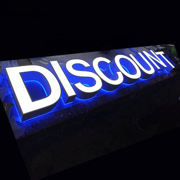 Mini Acrylic Halo-Lit LED Letters with Stainless Steel Returns