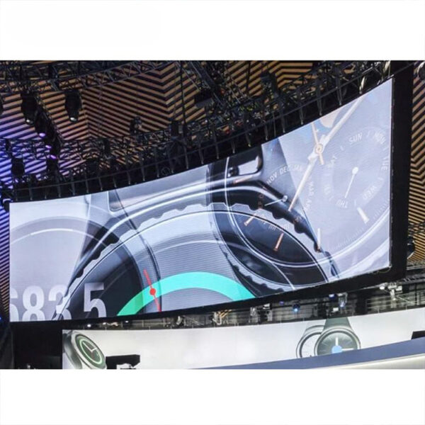 Ecrã cilíndrico modular e flexível de LED para expositores em colunas de exposições
