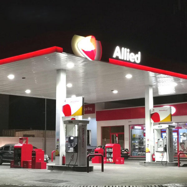 Modular LED Petrol Station Canopy Fascia with Illuminated Identity Panels Modular LED Petrol Station Canopy Fascia with Illuminated Identity Panels
