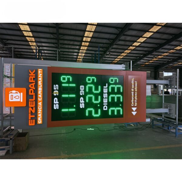 Outdoor LED Gas Station Pylon Sign with Digital Price Display