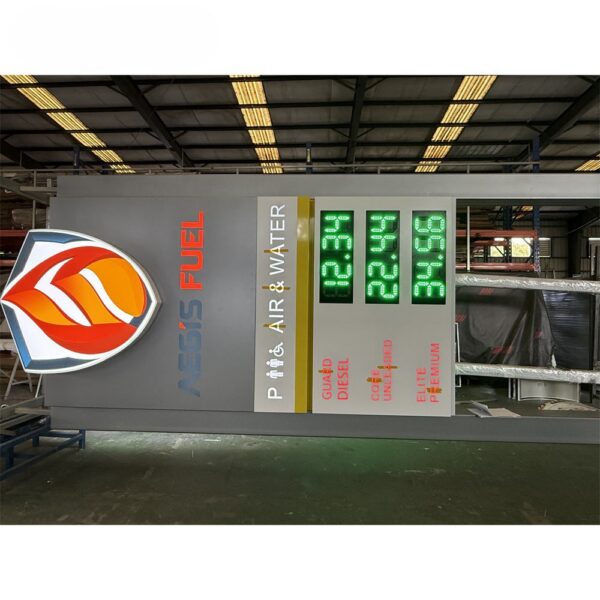 Outdoor LED Gas Station Pylon Sign with Digital Price Display