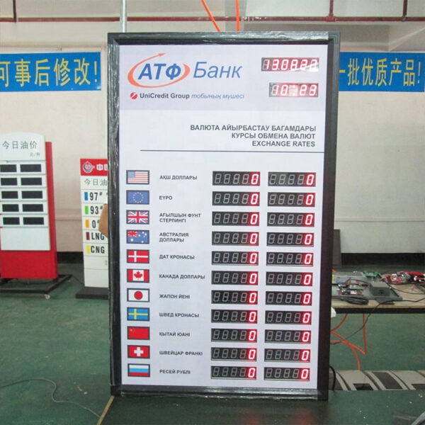 Panneau d'affichage programmable à LED des taux de change pour les guichets bancaires
