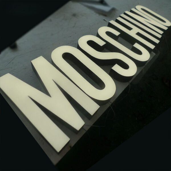 Side-Lit Epoxy Resin LED Letters with Stainless Steel Returns