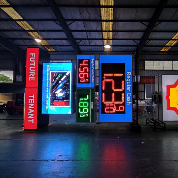 Stainless Steel LED Numeric Message Pylon for Roadside Commercial Sites