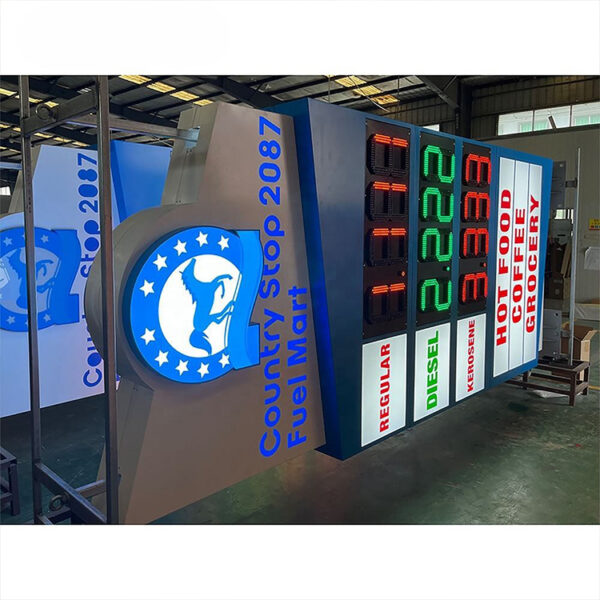 Stainless Steel LED Numeric Message Pylon for Roadside Commercial Sites