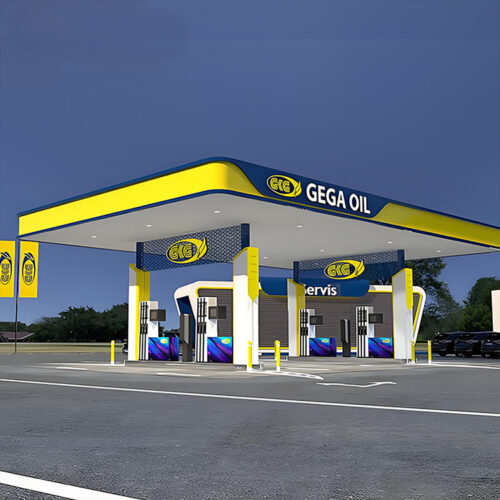 Steel-Framed LED Petrol Station Canopy Fascia for Forecourt Branding