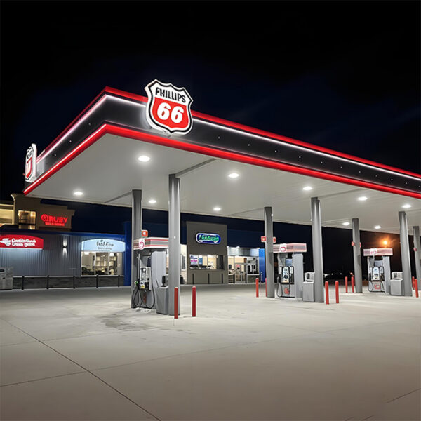 Steel-Framed LED Petrol Station Canopy Fascia for Forecourt Branding