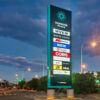 Vertical Ribbed LED Wayfinding Pylon for Commercial Site Entrances