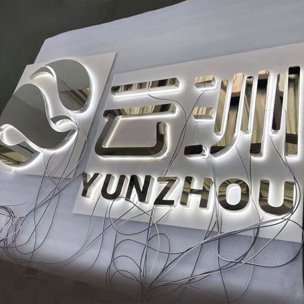 Wall-Mounted Stainless Steel LED Backlit Letters for Commercial Facades