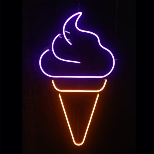 Letreiro de néon LED com grafismo 3D de comida para bares e locais de festas